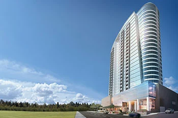 An artist's rendering of the tall Aeon Luxe Properties hotel.